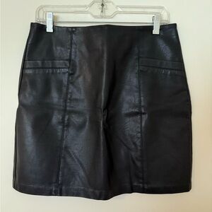 Black Faux Leather Skirt- 18” length